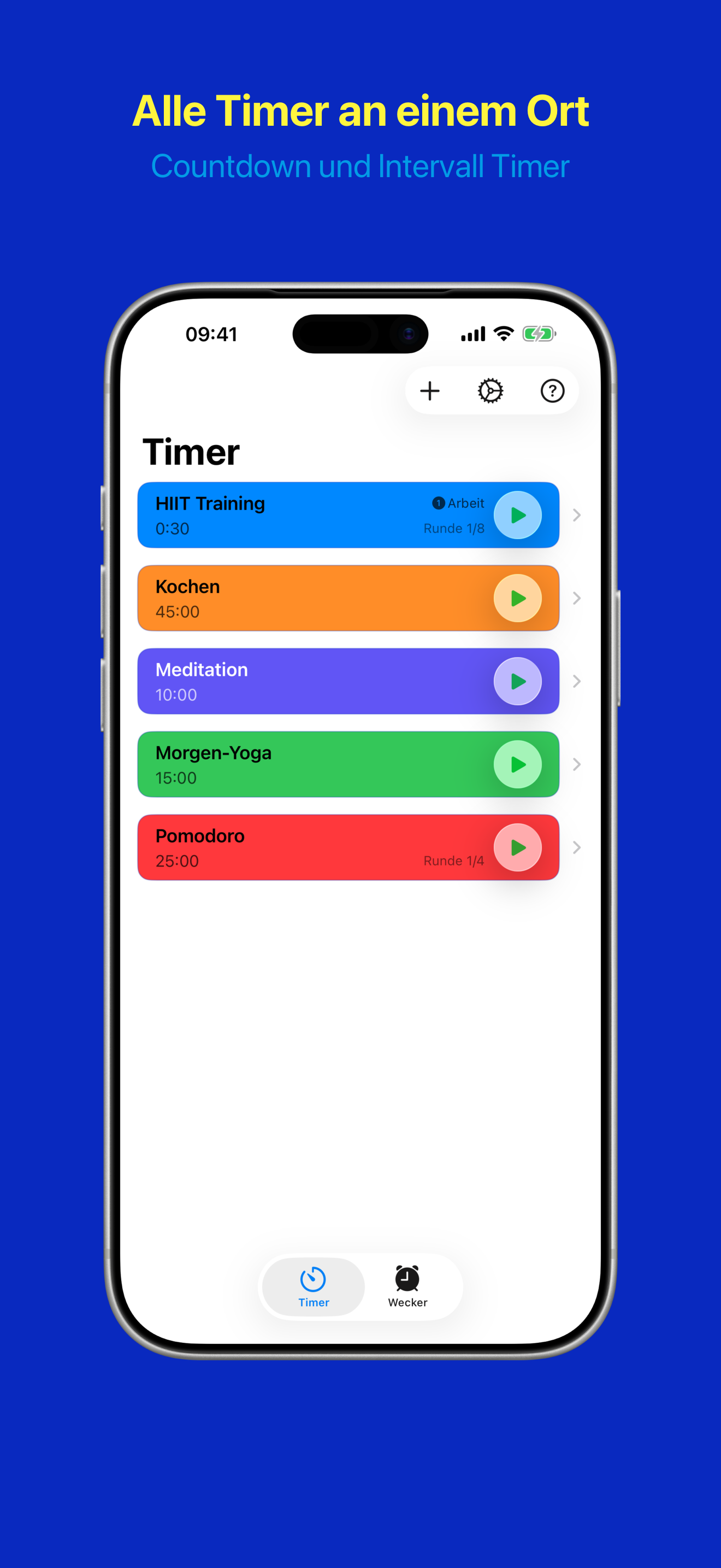 Timerliste mit mehreren Countdown-Timern