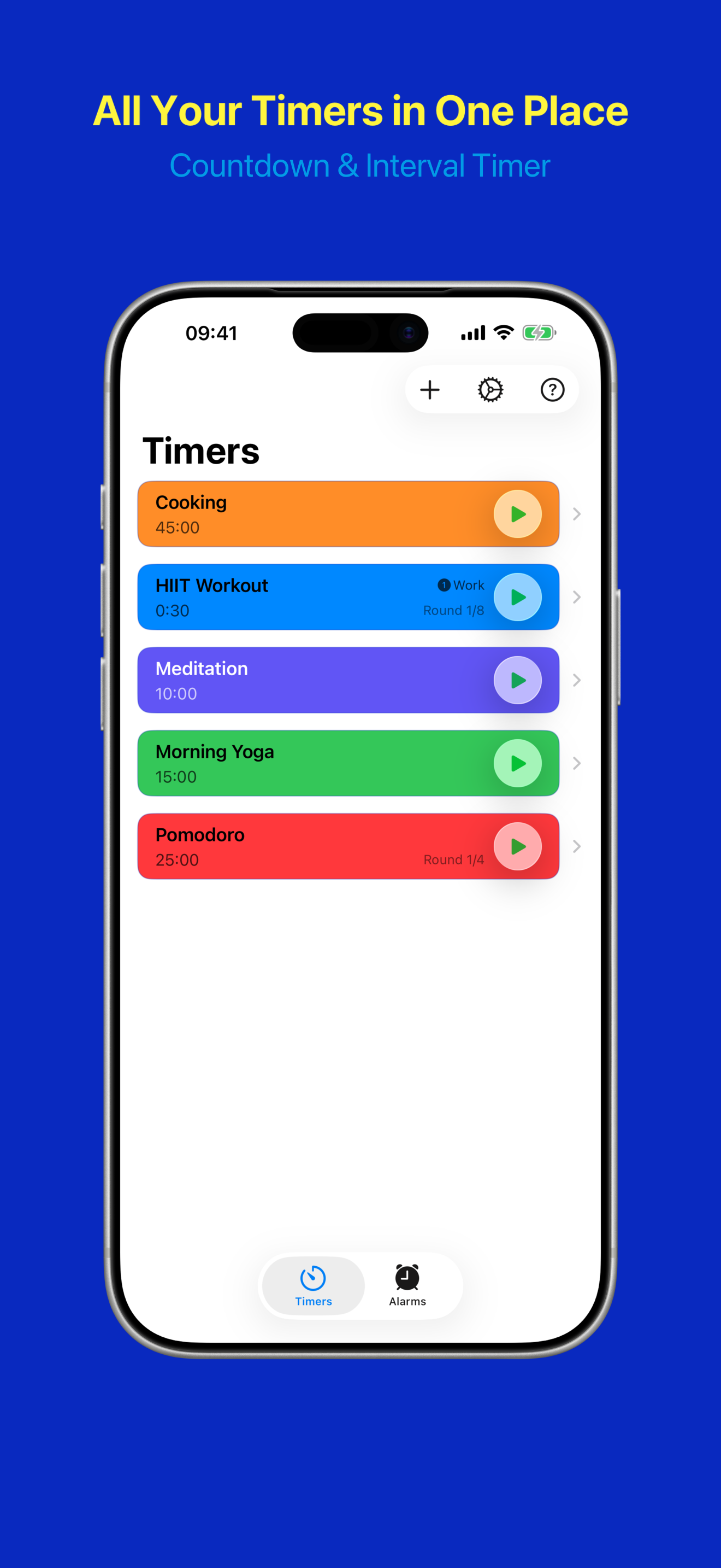 Timer list showing multiple countdown timers