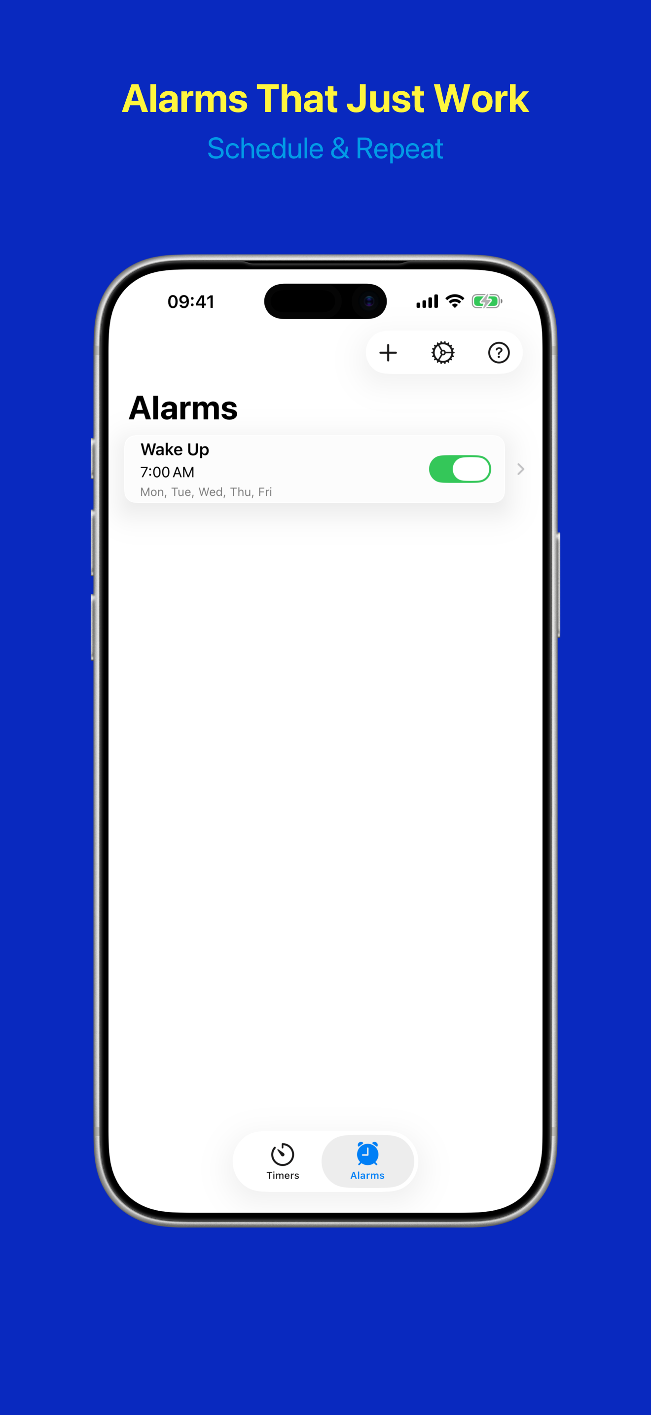 Alarm list with toggle switches