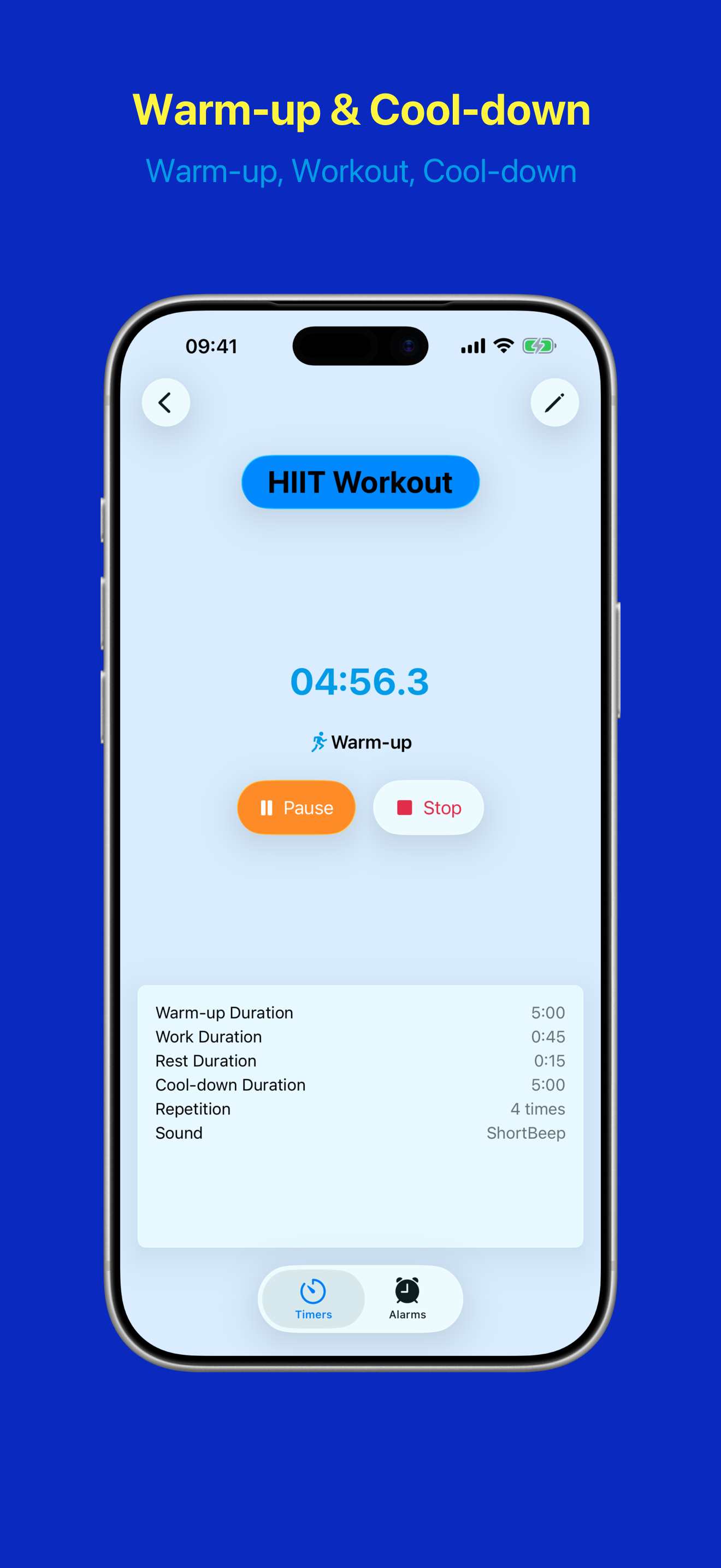 Interval timer in its warm-up phase before the first round